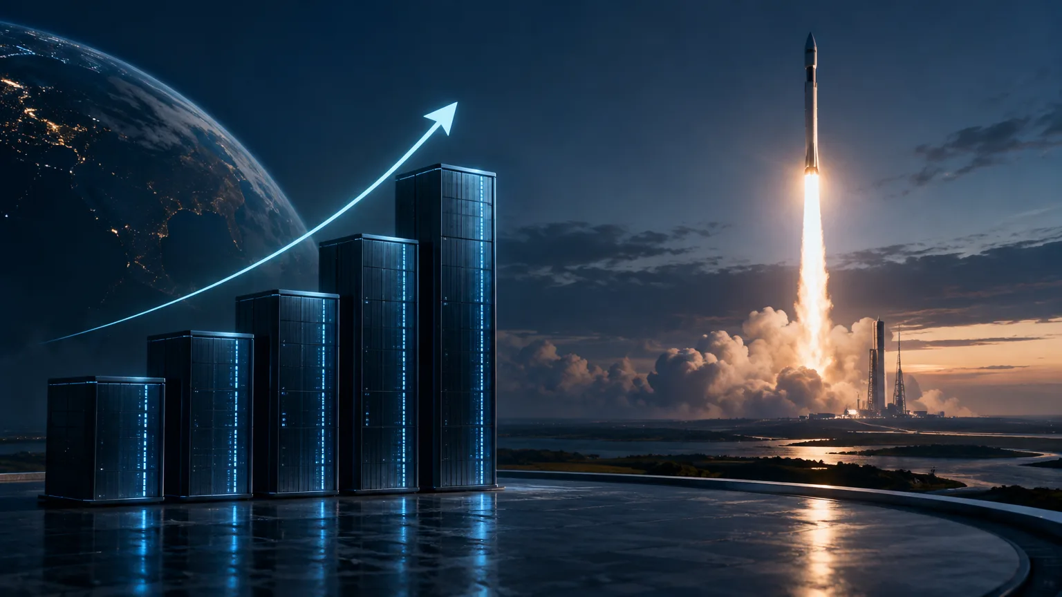 Ilustración editorial sobre SpaceX gana 4.400 millones en el tercer trimestre y eleva el peso de su negocio de IA