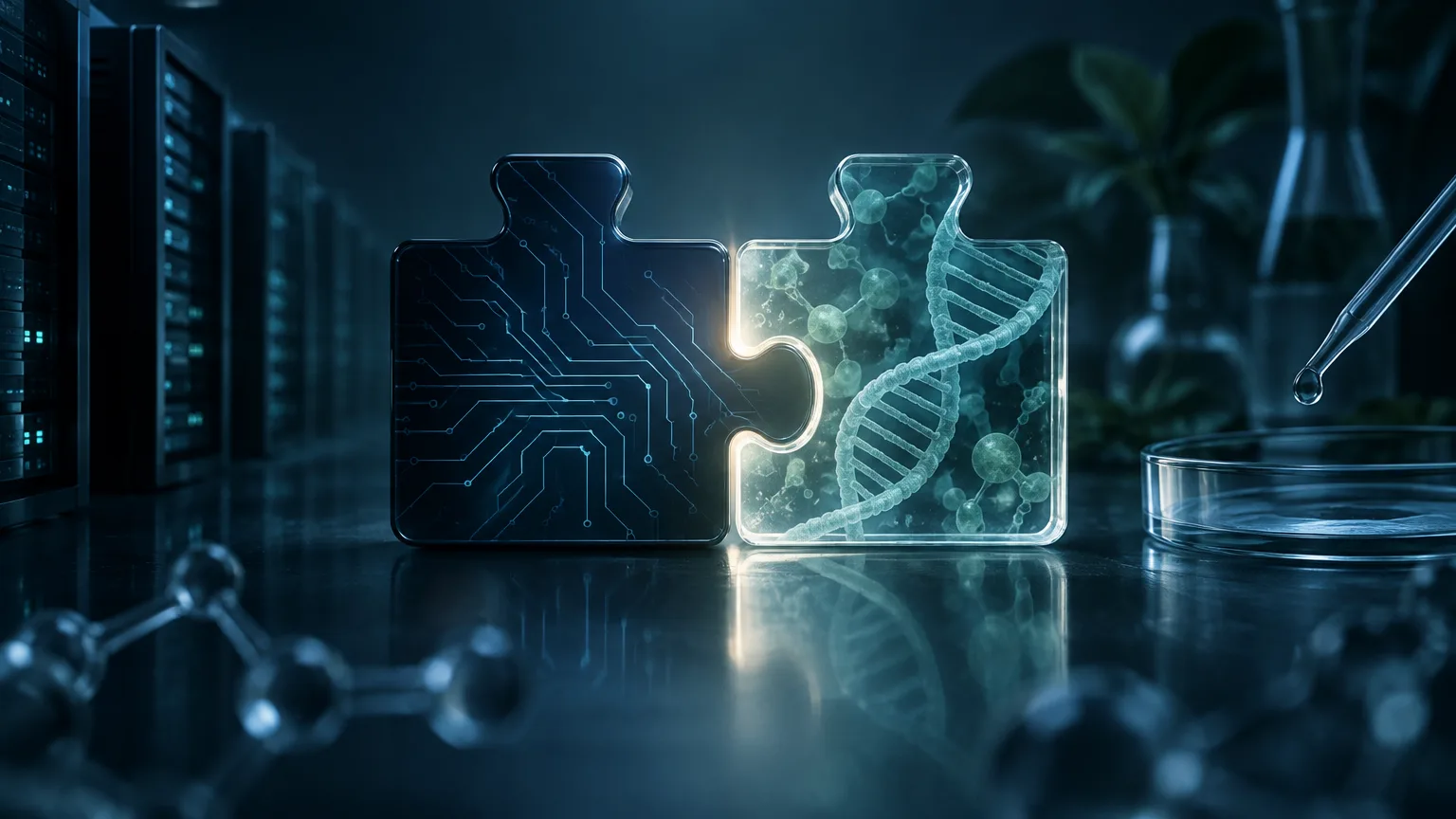 Ilustración editorial sobre OpenAI compra Orchestra Bio para reforzar su negocio de biotecnología